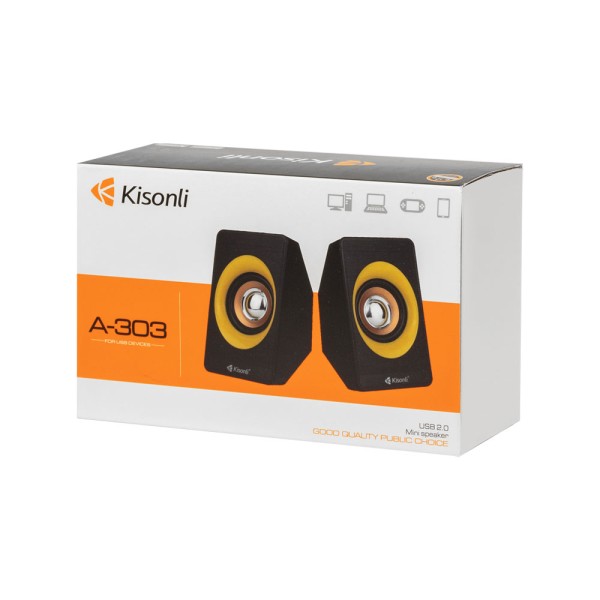 Тонколони Kisonli A-303, 2x3W, USB, Различни цветове - 22161