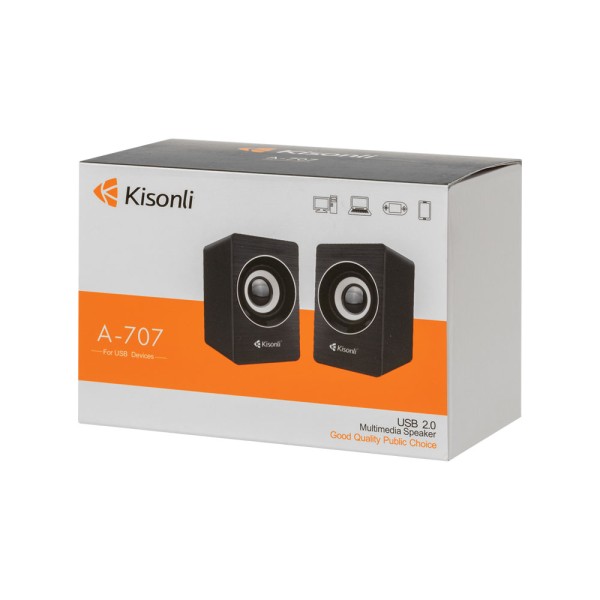 Тонколони Kisonli A-707, 2x3W, USB, Черен - 22162