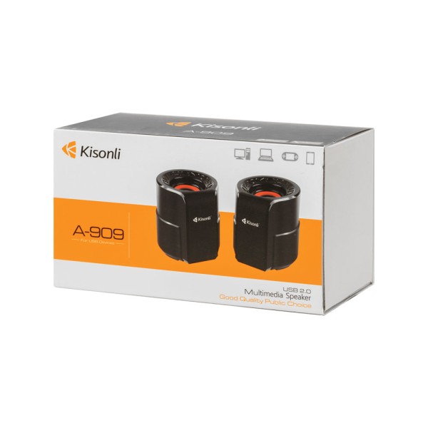 Тонколони Kisonli A-909, 2x3W, USB, Черен - 22160