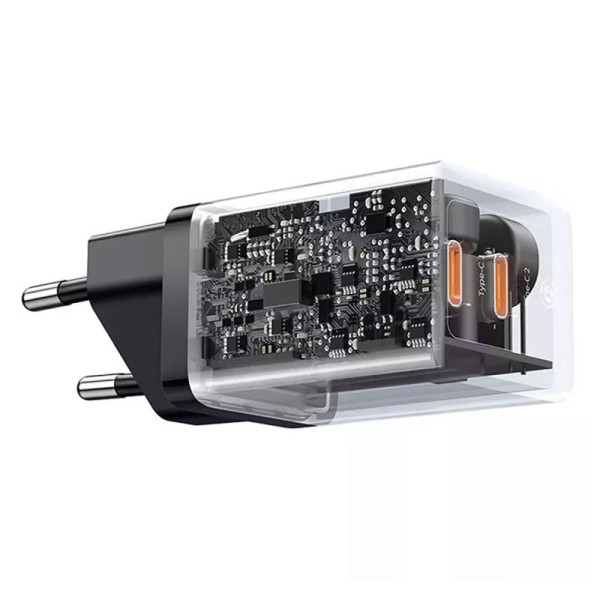 Мрежово зарядно устройство Baseus GaN5 Pro Fast Charger, 40W, 2 x Type-C F, Черен - 40408