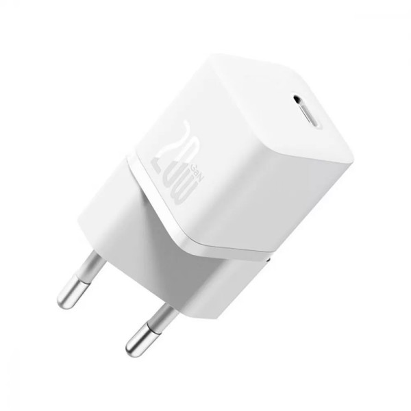 Мрежово зарядно устройство Baseus GaN5S Fast Charger 1C, 20W, 1 x Type-C F, Бял - 40407