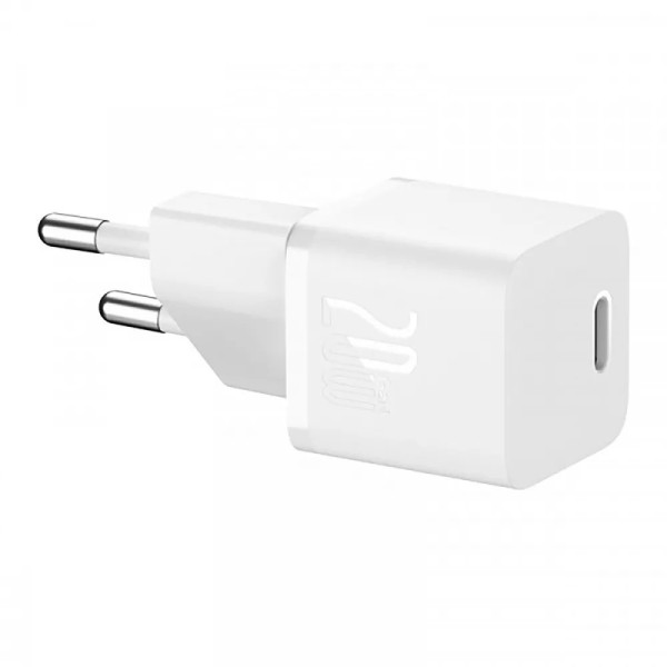 Мрежово зарядно устройство Baseus GaN5S Fast Charger 1C, 20W, 1 x Type-C F, Бял - 40407