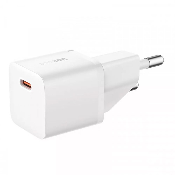 Мрежово зарядно устройство Baseus GaN5S Fast Charger 1C, 20W, 1 x Type-C F, Бял - 40407