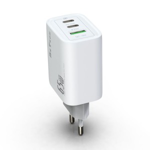 Мрежово зарядно устройство DeTech DE-PD, 65W, GaN, 2 x Type-..