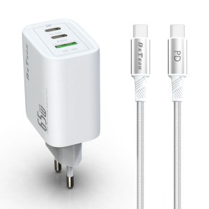 Мрежово зарядно устройство DeTech DE-PD, 65W, GaN, С Type-C ..