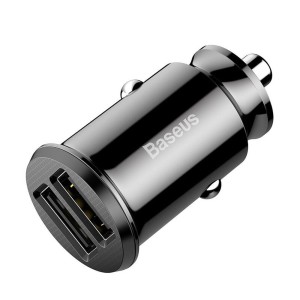 Зарядно устройство за кола Baseus Grain, 3.1A, 2 x USB, Чере..