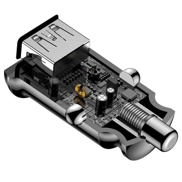 Зарядно устройство за кола Baseus Grain, 3.1A, 2 x USB, Черен - 40511