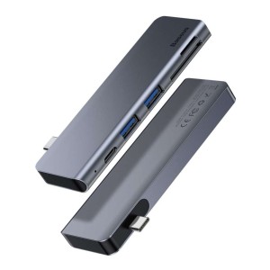 USB хъб Baseus Harmonica, 5 Порта, Type-C към 2xUSB 3.0, PD,..