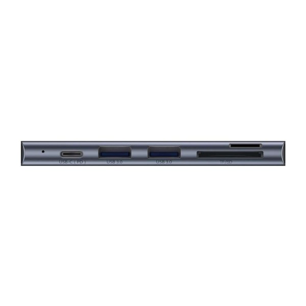 USB хъб Baseus Harmonica, 5 Порта, Type-C към 2xUSB 3.0, PD, TF, Micro SD, Сив - 12078