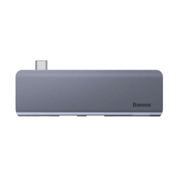 USB хъб Baseus Harmonica, 5 Порта, Type-C към 2xUSB 3.0, PD, TF, Micro SD, Сив - 12078