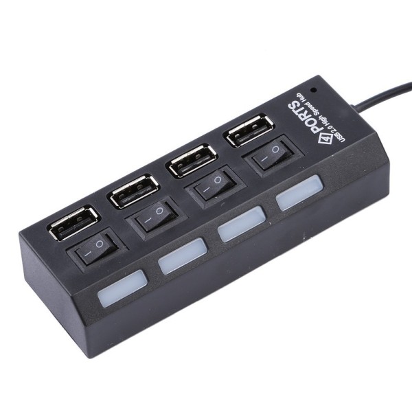 USB хъб No Brand, USB 2.0, 4 Порта, Черен - 12053