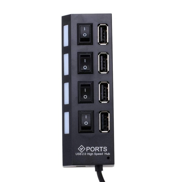 USB хъб No Brand, USB 2.0, 4 Порта, Черен - 12053