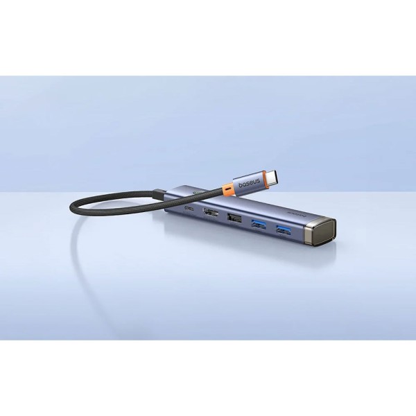 Докинг станция Baseus UltraJoy, 6 порта, Type-C към 2xUSB 3.0, USB 2.0, Type-C, PD, HDMI, RJ45, Сив - 12070