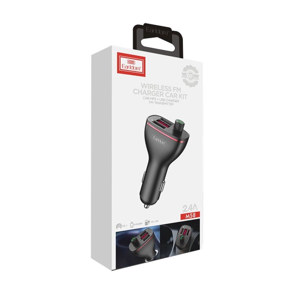 FM Трансмитер Earldom ET-M58, Bluetooth, USB, 5V/2.0A, Черен – 17385