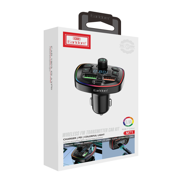 FM Трансмитер Earldom ET-M71, Bluetooth, USB, 3.1A