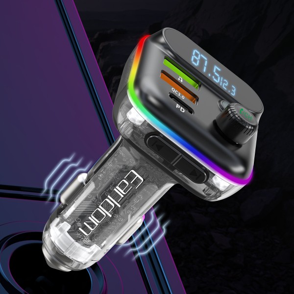 FM Трансмитер Earldom ET-M80, Bluetooth, Micro SD, USB, Type-C, PD, QC, Черен - 17774