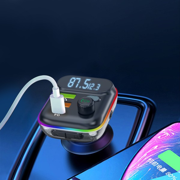 FM Трансмитер Earldom ET-M80, Bluetooth, Micro SD, USB, Type-C, PD, QC, Черен - 17774