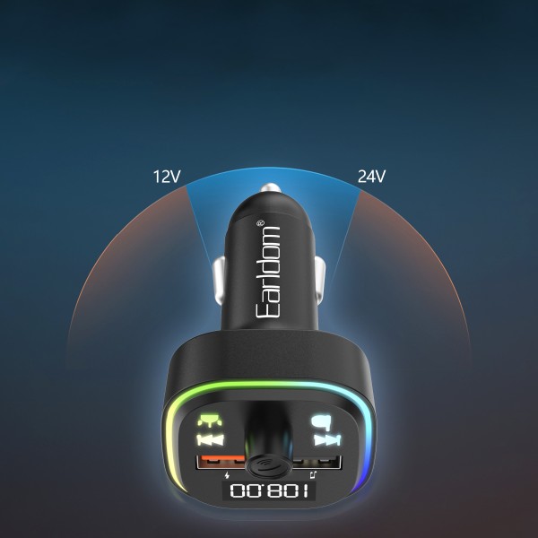 FM Трансмитер Earldom ET-M85, Bluetooth, USB, 3.1A, Черен - 17772