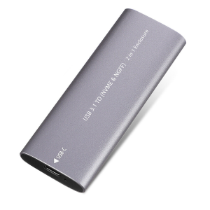Кутия за SSD No brand SHL-R320, USB 3.1 - M.2 SATA+NVME, Сив..