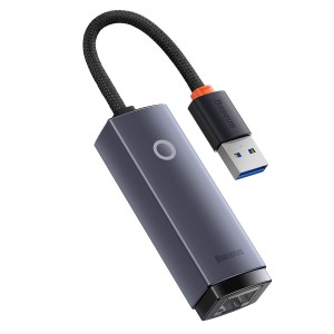 Мрежов адаптер Baseus Lite, USB към RJ45, 1000Mbps, Сив - 40..