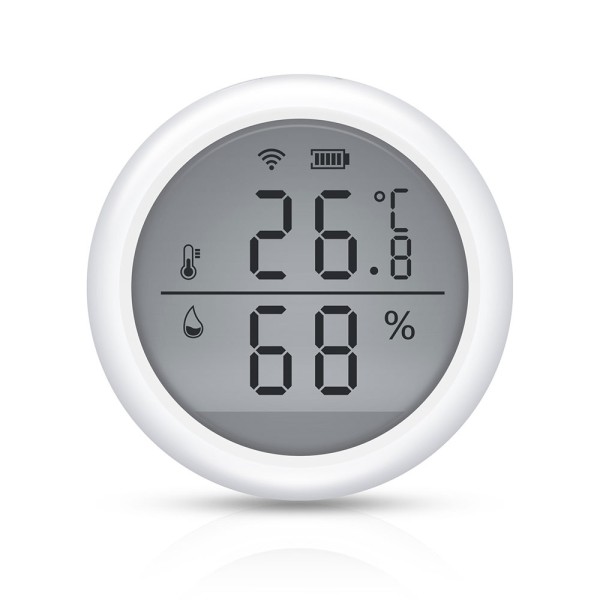 Смарт сензор No brand PST-WSD400B, За температура и влажност, LCD екран, Wi-Fi, Tuya Smart, Бял - 91010