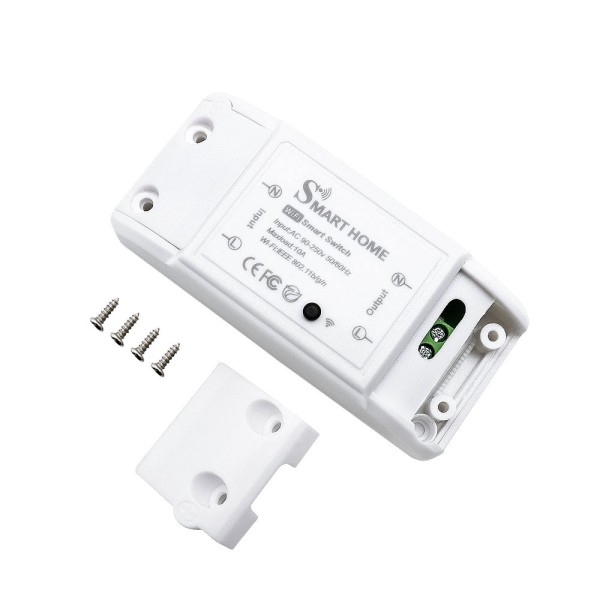 Смарт превключвател No brand PST-WF-S1, 1 канал, 220V, 10A, Wi-Fi, Tuya Smart, Бял - 91019