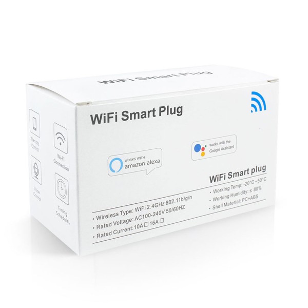 Смарт контакт No brand PST-LSPA2, 2xUSB F, 220V, 10A, Wi-Fi, Tuya Smart, Бял - 91018