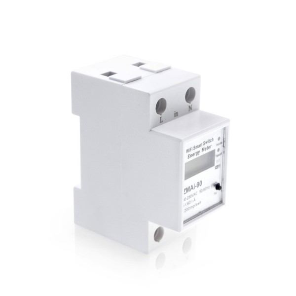 Смарт електромер No brand PST-ZMAi-90, За 35mm DIN, 220V, 60A, Wi-Fi, Tuya Smart, Бял - 91023