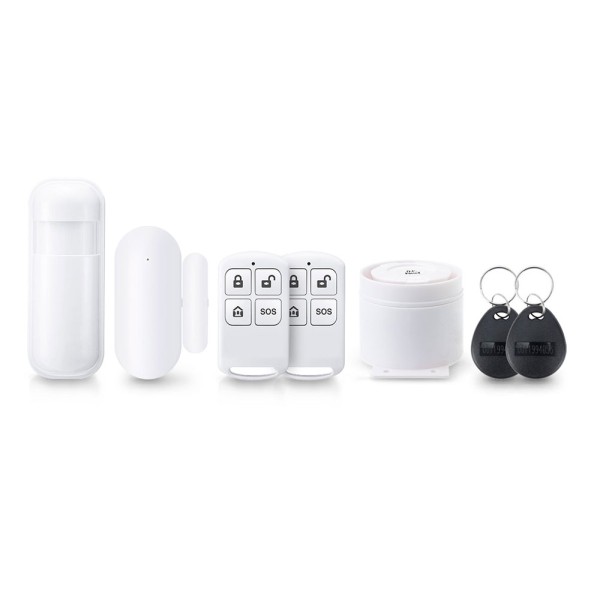 Смарт алармена система No brand PST-WG107T, 8в1, GSM, Wi-Fi, Tuya Smart, Бял - 91015