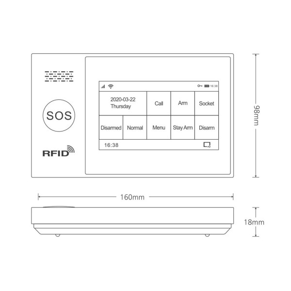 Смарт алармена система No brand PST-WG107T, 8в1, GSM, Wi-Fi, Tuya Smart, Бял - 91015