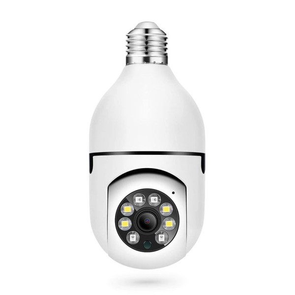Смарт охранителна камера No brand PST-F1-3MP, 3.0Mp, PTZ, За фасунга E27, Wi-Fi, Tuya Smart, Бял - 91029