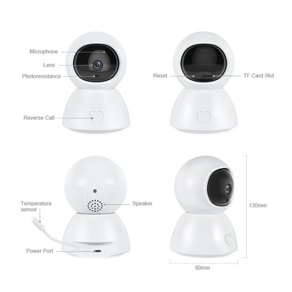 Смарт охранителна камера No brand PST-BM289, Бебефон, 2.0Mp, Вътрешен монтаж, Wi-Fi, Tuya Smart