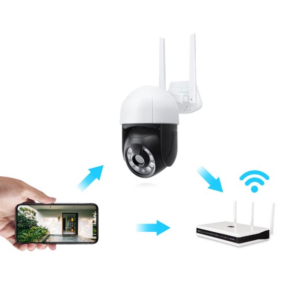 Смарт охранителна камера No brand PST-C18B-3MP, 3.0Mp, PTZ, Външен монтаж, Wi-Fi, Tuya Smart, Бял - 91027