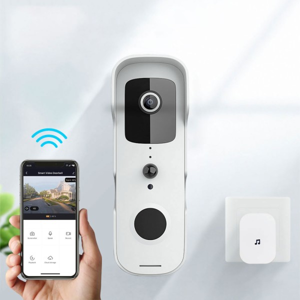Смарт видео звънец No brand PST-T30, 2.0Mp, Wi-Fi, Tuya Smart, Бял - 91039