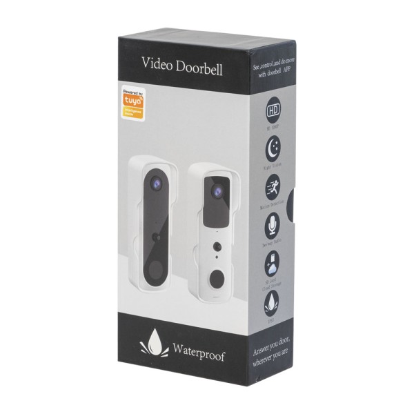 Смарт видео звънец No brand PST-T30, 2.0Mp, Wi-Fi, Tuya Smart, Бял - 91039