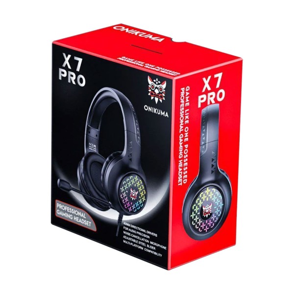 Слушалки Onikuma X7 Pro, За компютър, Микрофон, Подсветка, 3.5mm, USB, Черен - 20774