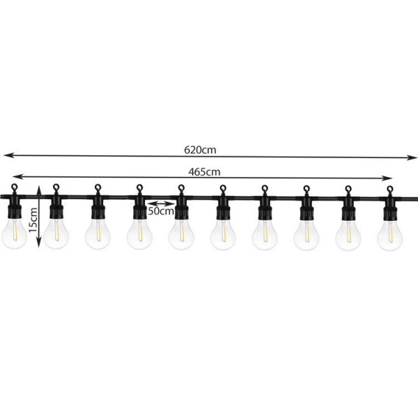 Градински гирлянд с 10 LED крушки