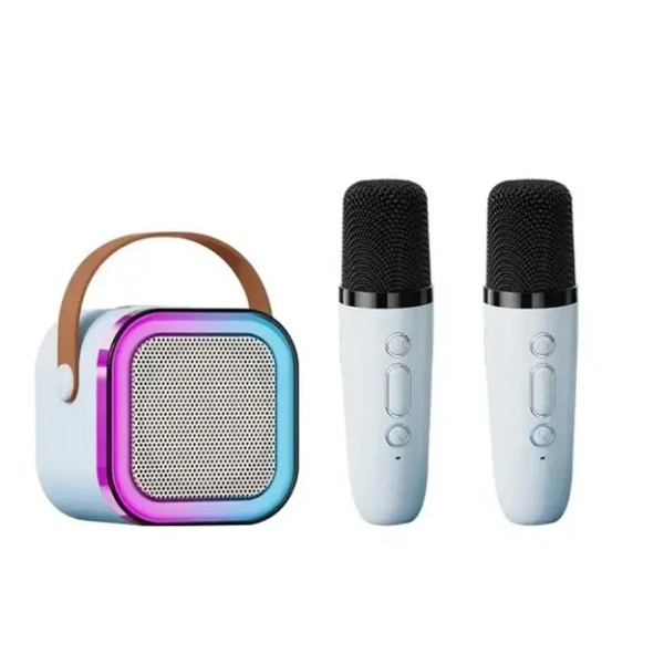 Мини караоке Bluethooth RGB тонколона с 2 микрофона