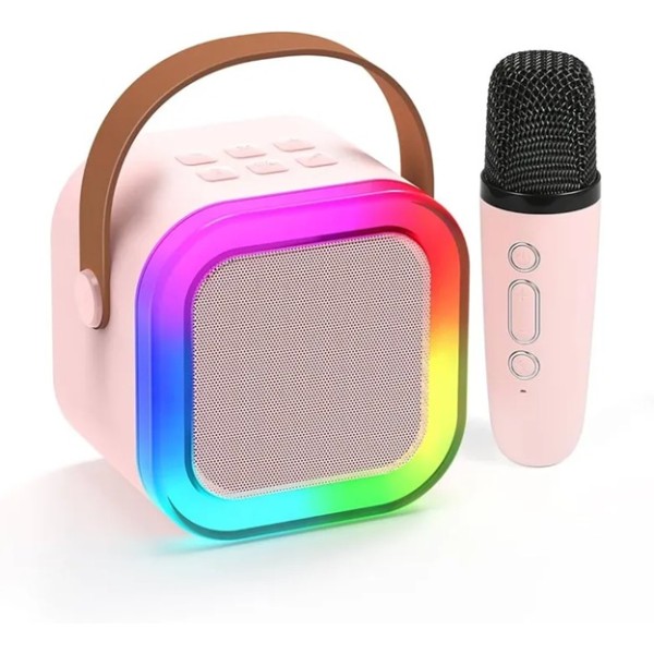 Мини караоке Bluethooth RGB тонколона с 2 микрофона