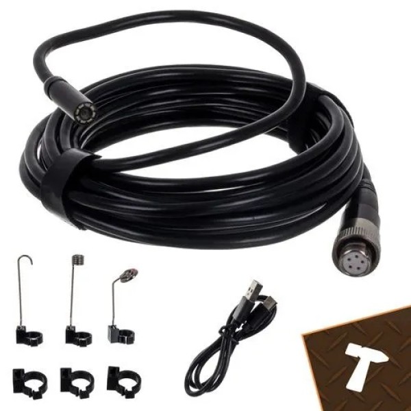 Безжичен ендоскоп с 5 м кабел, Full HD, IP67 и 8 LED инспекционна камера за диагностика