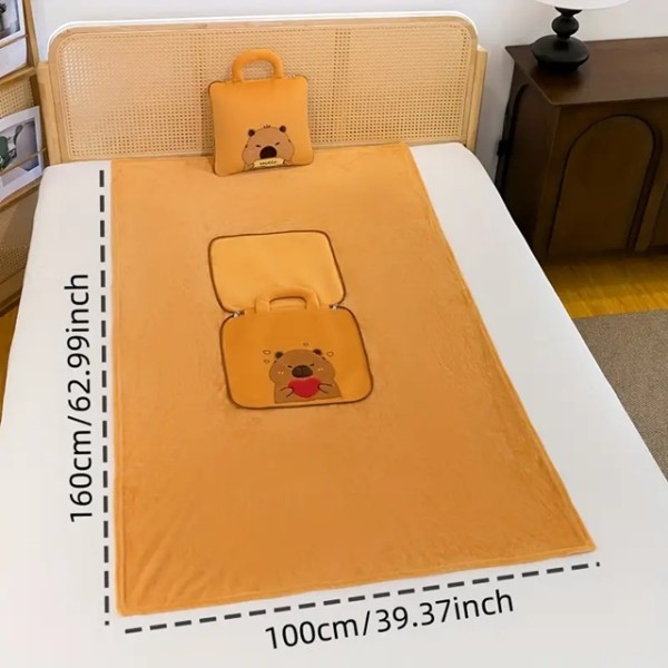 3в1 Плюшена играчка Capybara възглавница одеяло и чанта