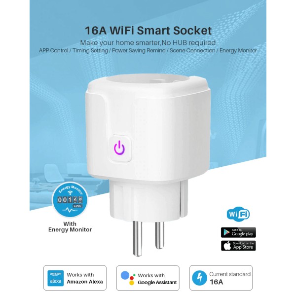 Смарт WiFi контакт 16А Smart Life