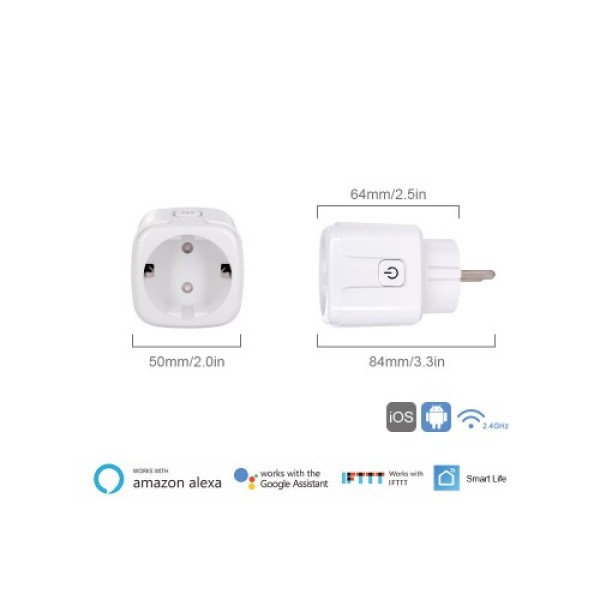 Смарт WiFi контакт 16А Smart Life