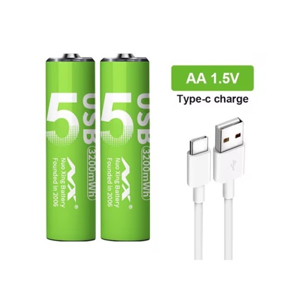 Батерия AA Li-ion 2200mWh 1.5V Quick Charge USB-C к-т 2 броя