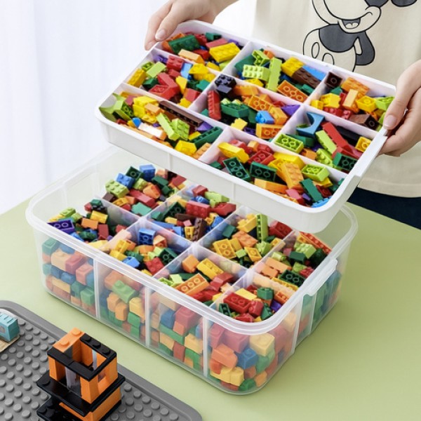 Пластмасова кутия за играчки блокчета конструктор на 2 Нива