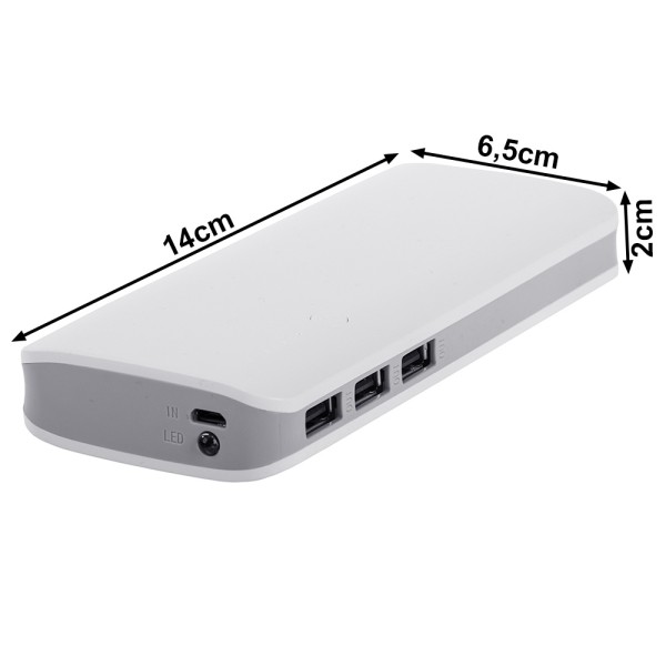 Външна батерия 10000mah с 3 USB, LED фенерче