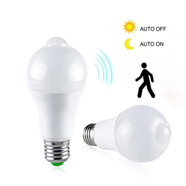 LED крушка със сензор за движение, 12W енергоспестяваща крушка, крушка със светлинен сензор