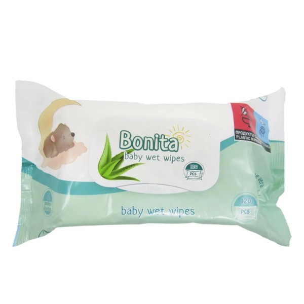 Мокри кърпи 120 бр с капак Bonita Baby Aloe Vera 16бр кашон