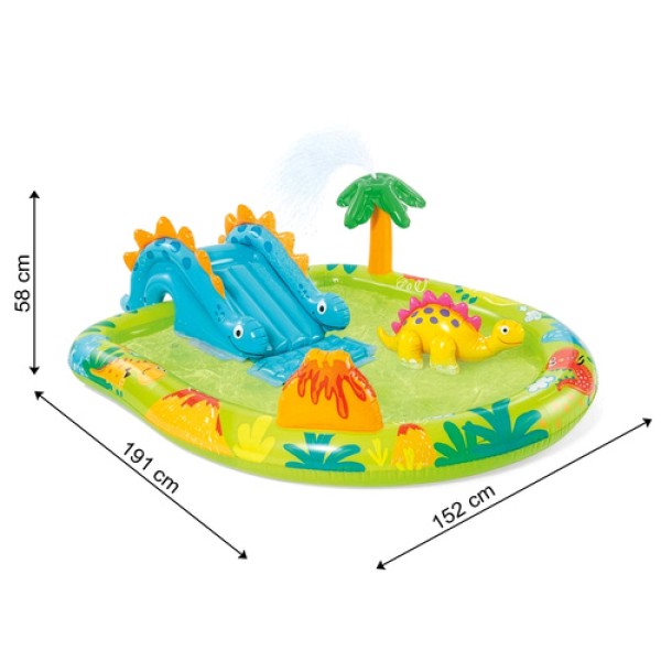 Водна площадка за деца Little Dino 191 x 152 x 58 см с пързалка и пръскачка Intex