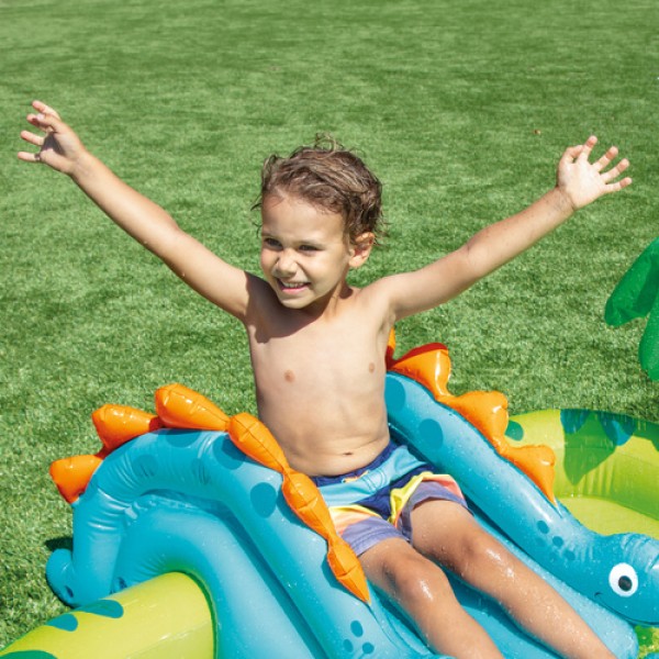 Водна площадка за деца Little Dino 191 x 152 x 58 см с пързалка и пръскачка Intex